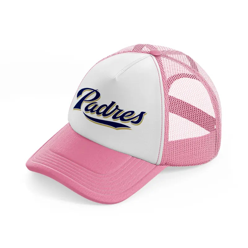 padres logo-pink-and-white-trucker-hat