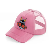 skull with skateboard in mouth-pink-trucker-hat