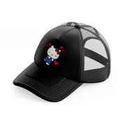 hello kitty wink black trucker hat