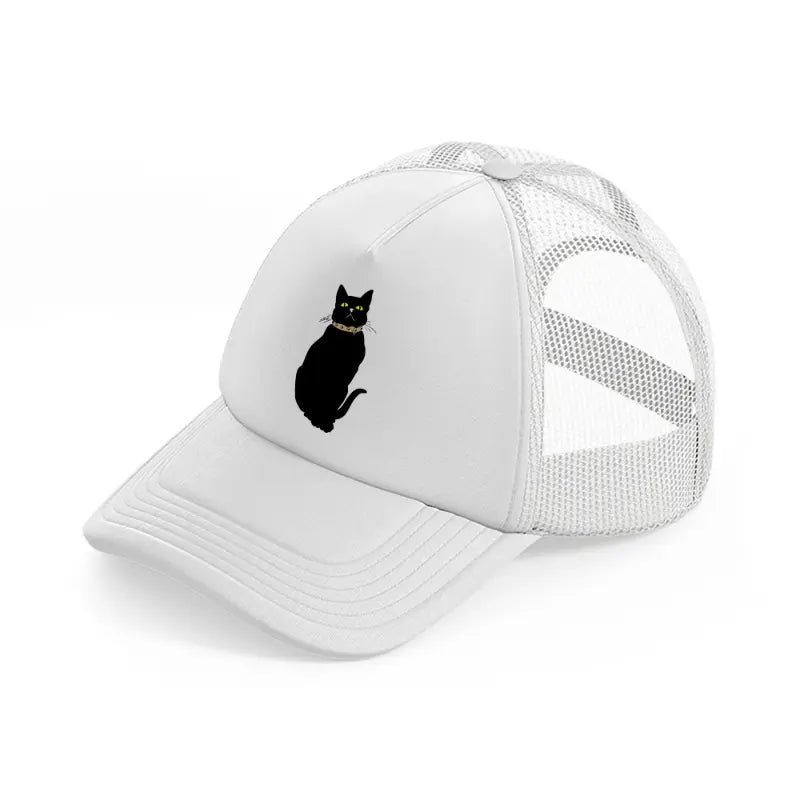 black cat-white-trucker-hat