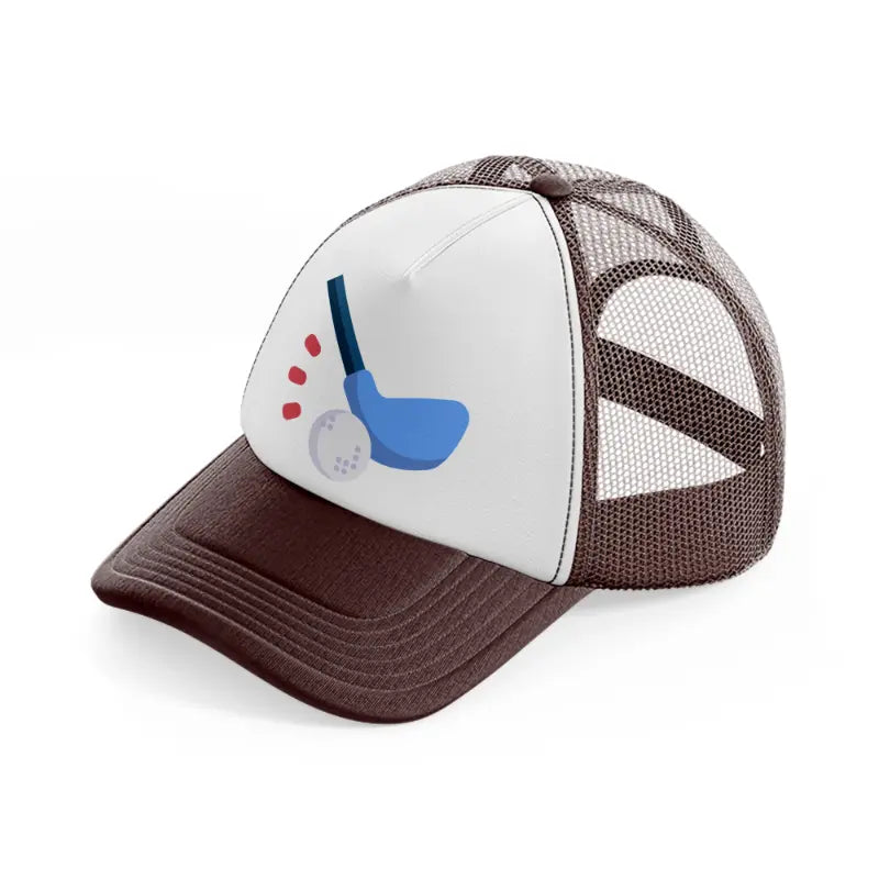 golf stick brown trucker hat