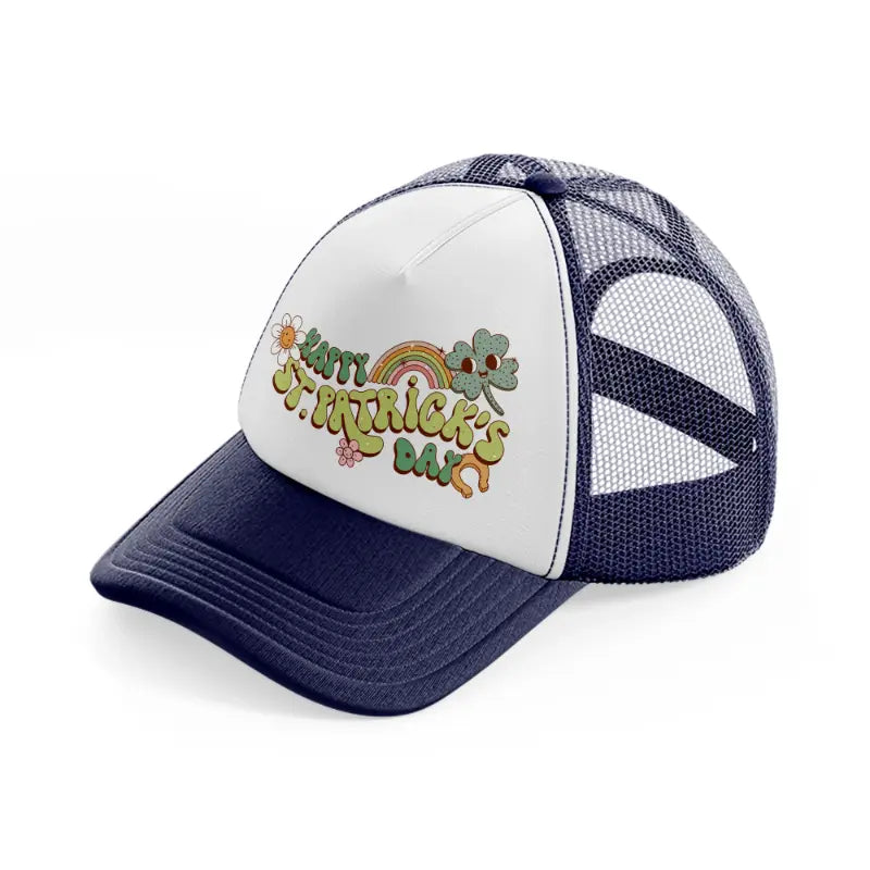 happy st. patrick's day-navy-blue-and-white-trucker-hat