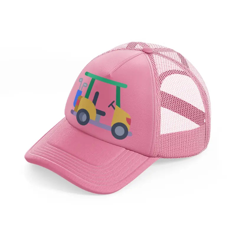 golf cart pink trucker hat