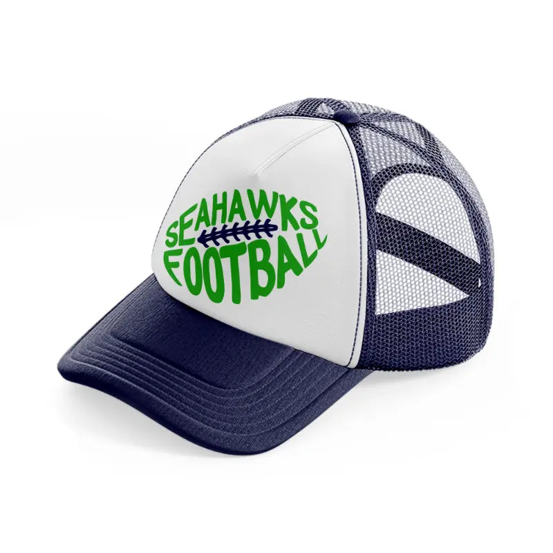 seahawks football-navy-blue-and-white-trucker-hat