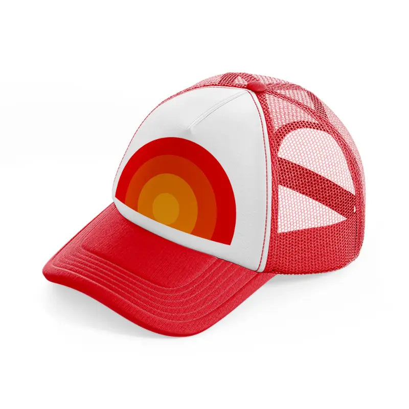 sunset abstract-red-and-white-trucker-hat