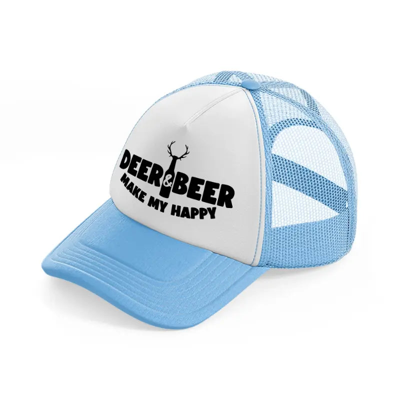 deer & beer make my happy-sky-blue-trucker-hat