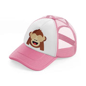 148 monkey 1 pink and white trucker hat