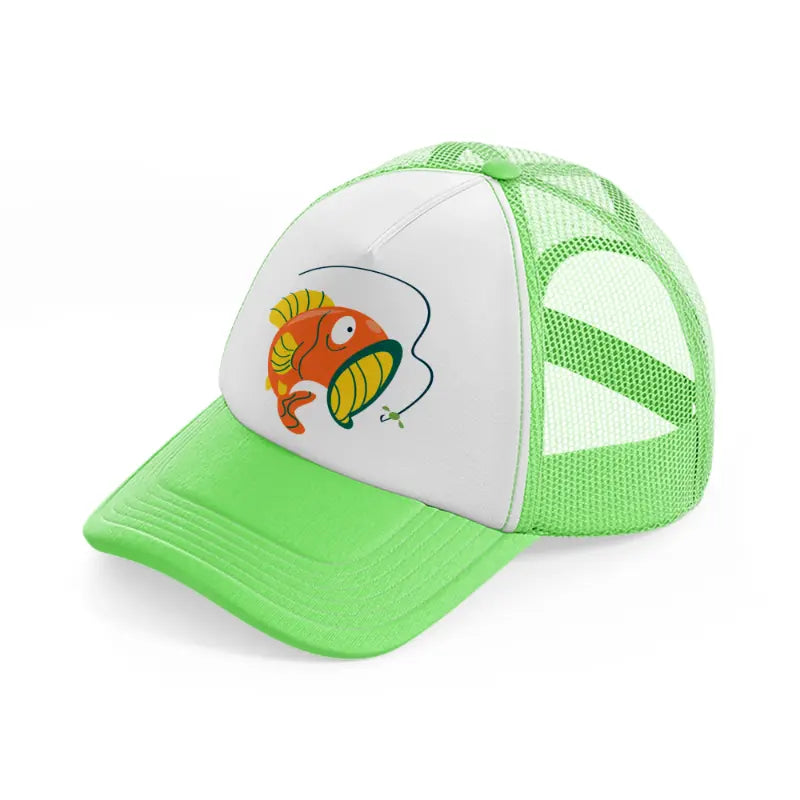 cartoon fish lime green trucker hat