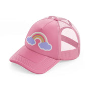 rainbow cloud pink trucker hat