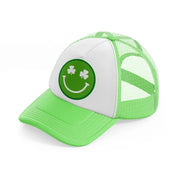 smiley face clover lime green trucker hat