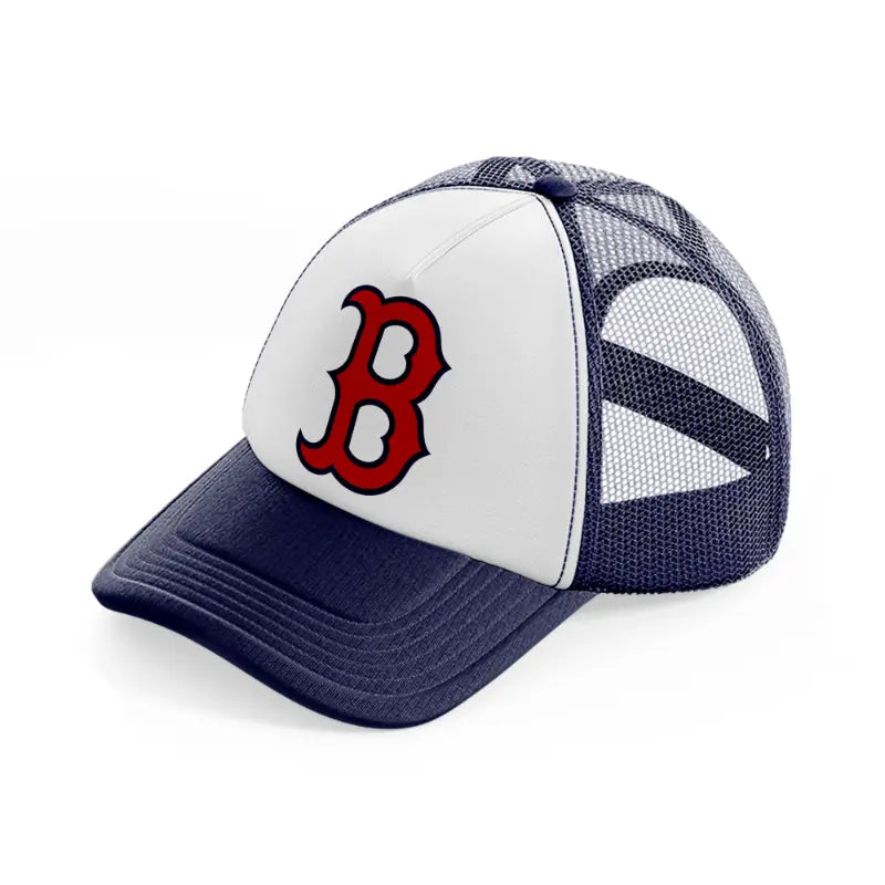 b from boston-navy-blue-and-white-trucker-hat