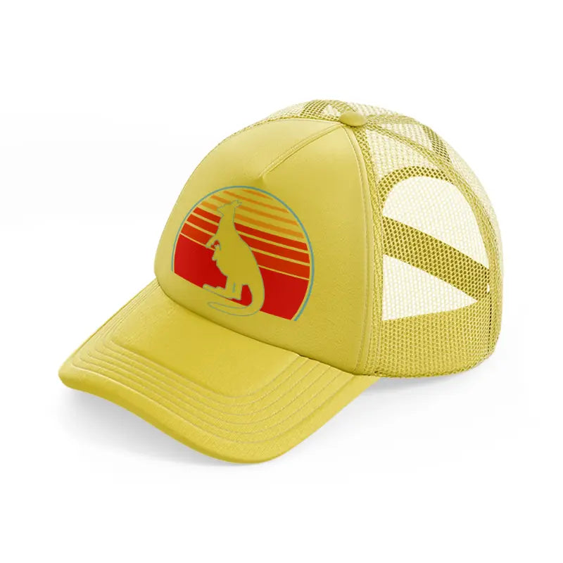 kangaroo retro vintage 80s style gold trucker hat