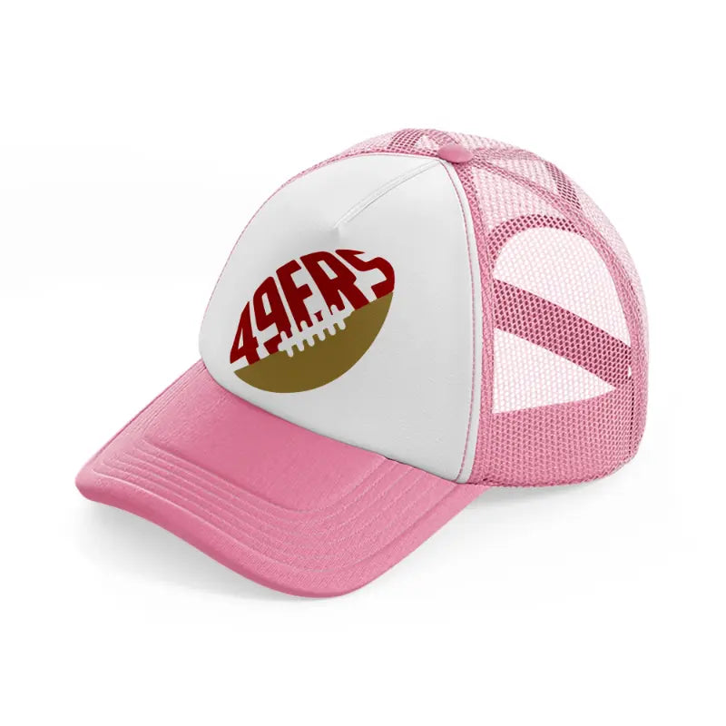 49ers gridiron football ball-pink-and-white-trucker-hat