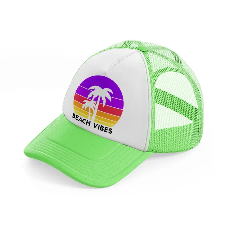 beach vibes retro sun lime green trucker hat