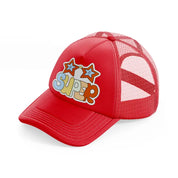 groovysticker 09 red trucker hat