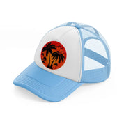 retro vintage sunset-sky-blue-trucker-hat