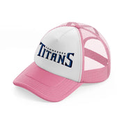 tennessee titans minimalist-pink-and-white-trucker-hat