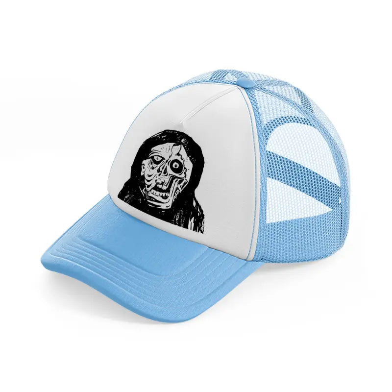 skull face-sky-blue-trucker-hat