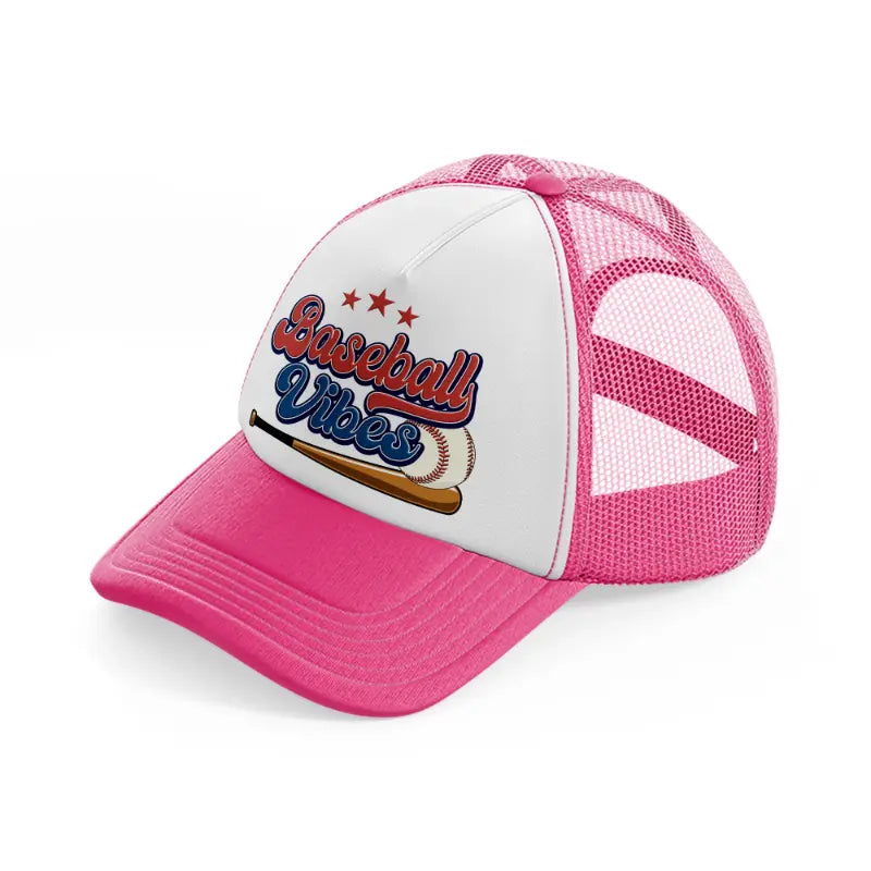 baseball vibes red-neon-pink-trucker-hat