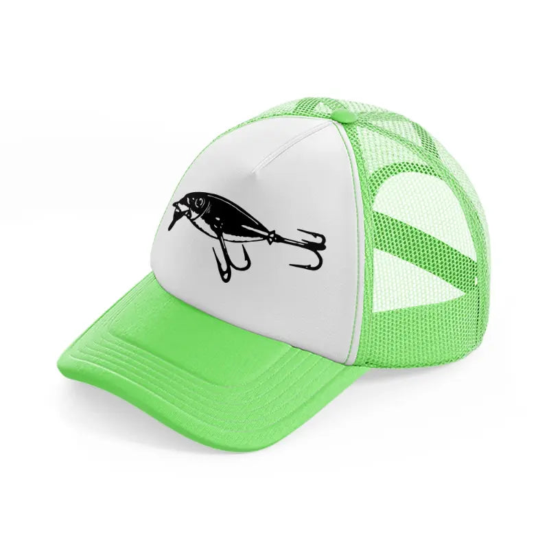 fish in a hook lime green trucker hat