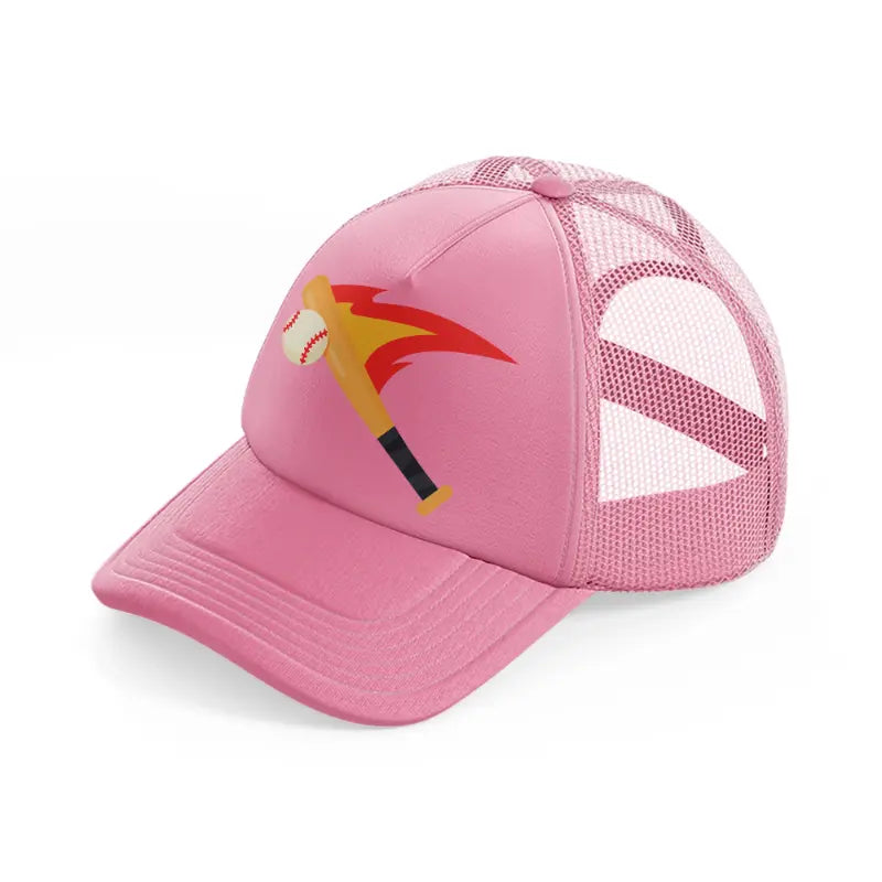 baseball bat hitting-pink-trucker-hat