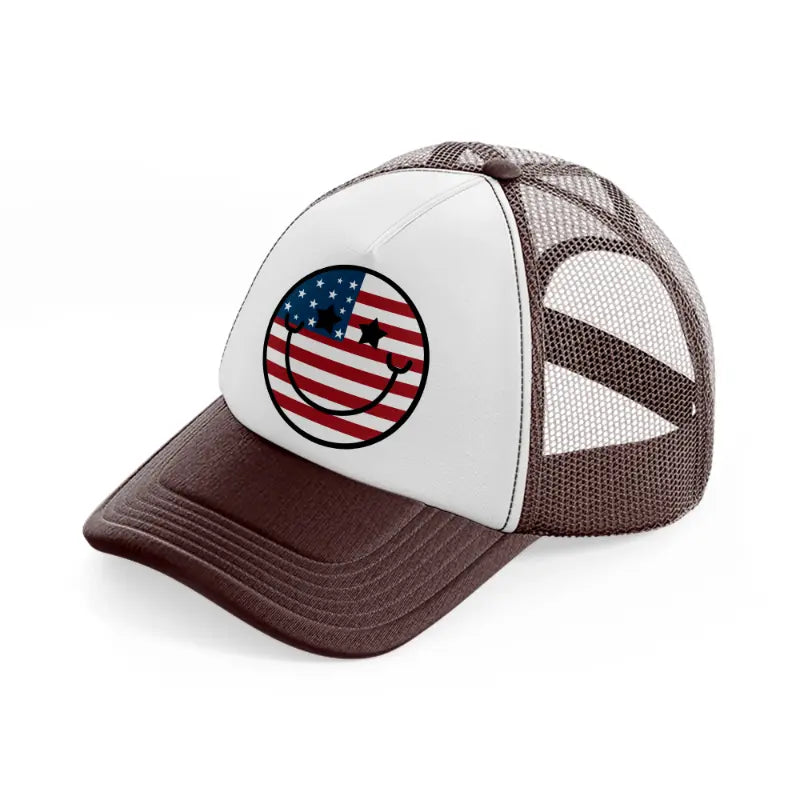 usa smiley-brown-trucker-hat