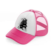 vector ship neon pink trucker hat