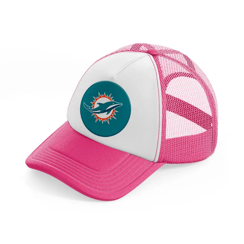 miami dolphins badge-neon-pink-trucker-hat