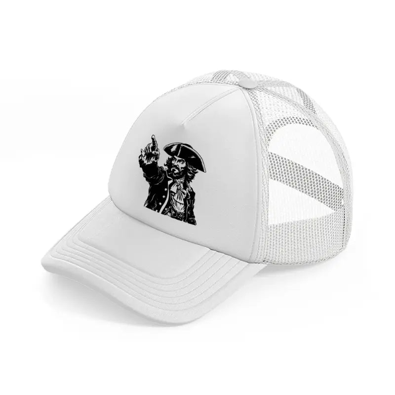 pirate finger pointing white trucker hat