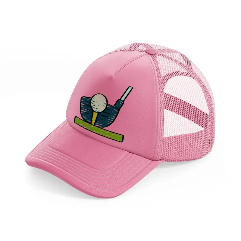 golf ball stick-pink-trucker-hat