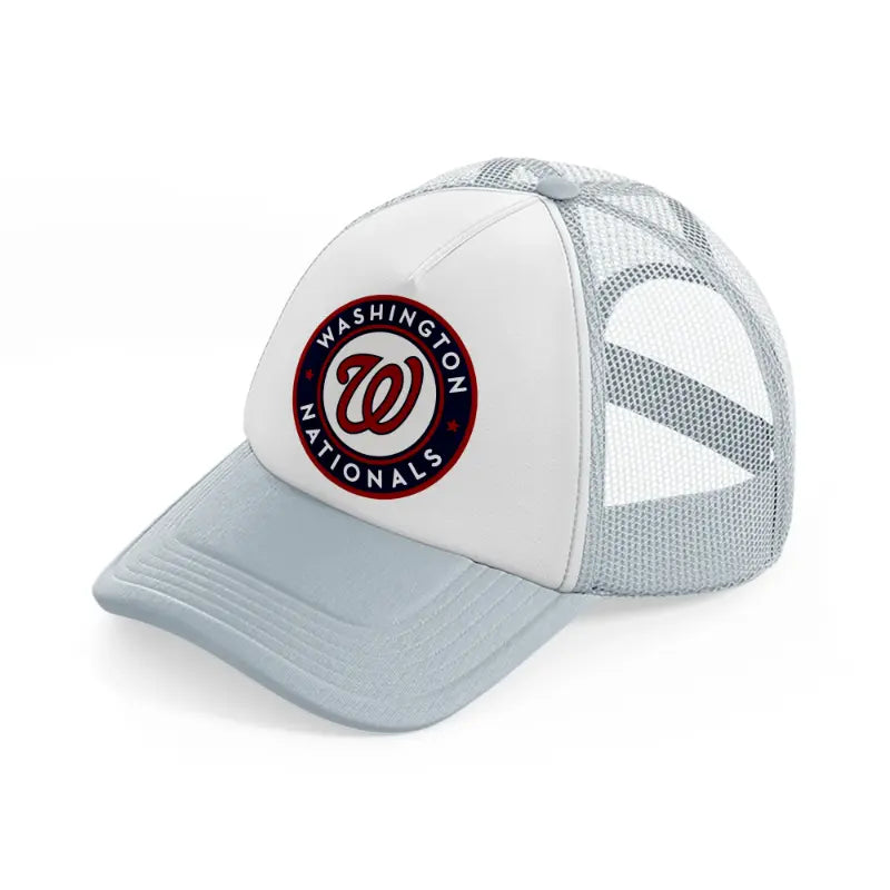 washington nationals red badge grey trucker hat