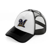 m brewers black and white trucker hat