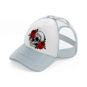 skull & roses-grey-trucker-hat