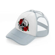 skull & roses grey trucker hat