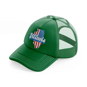 illinois flag-green-trucker-hat