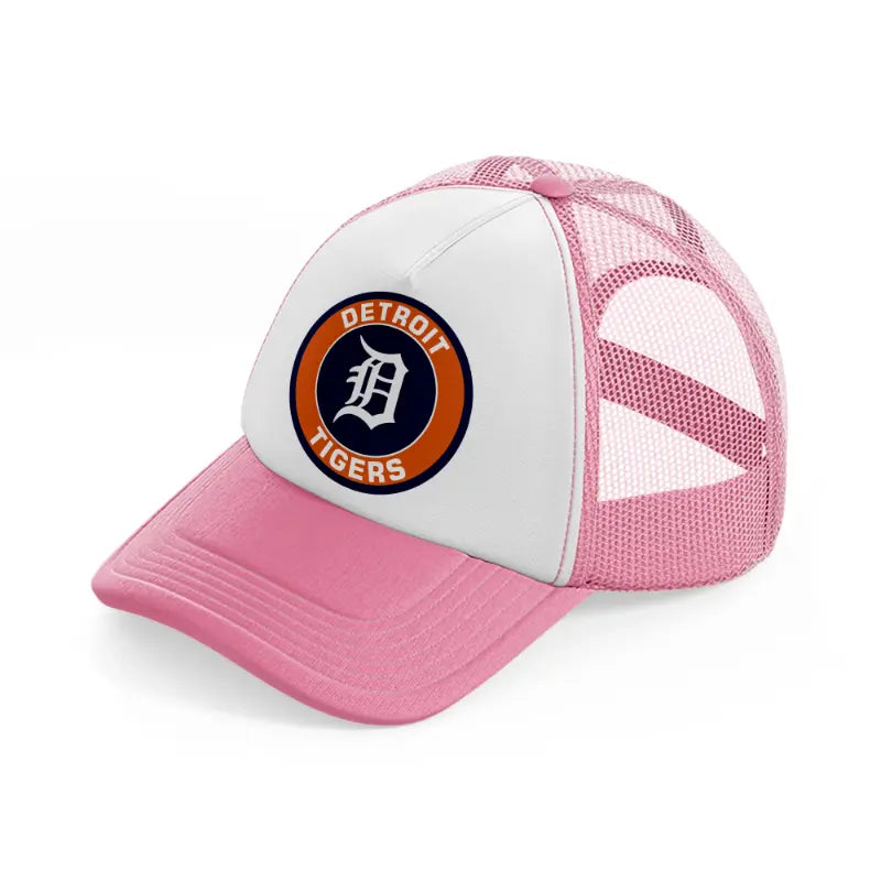 detroit tigers badge pink and white trucker hat