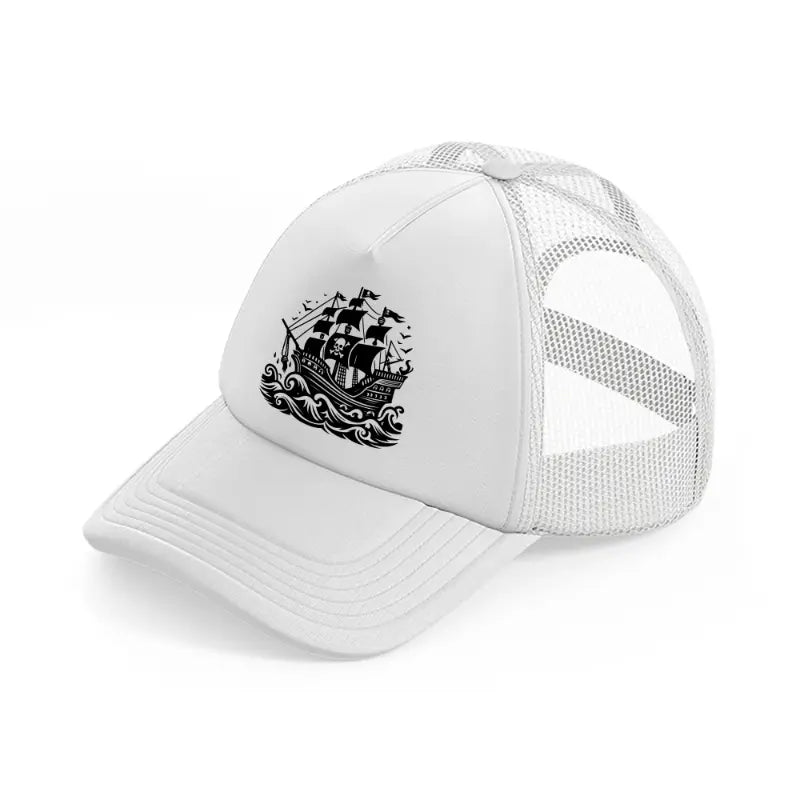 ship pirate white trucker hat