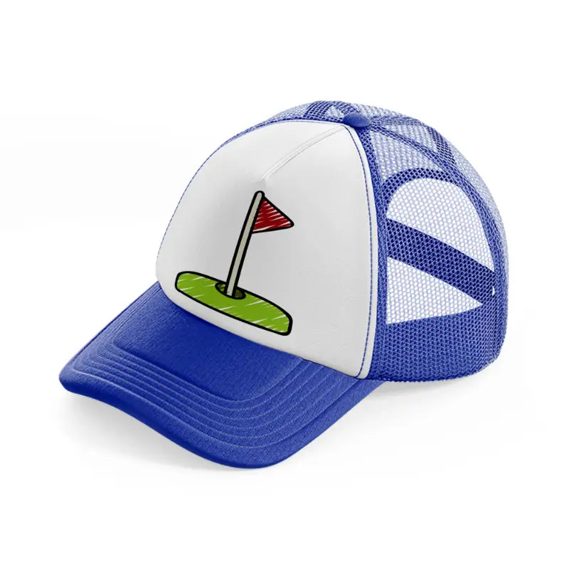 golf flag-blue-and-white-trucker-hat