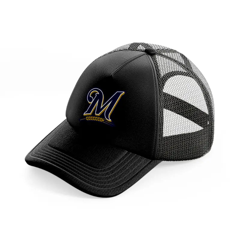 m brewers-black-trucker-hat