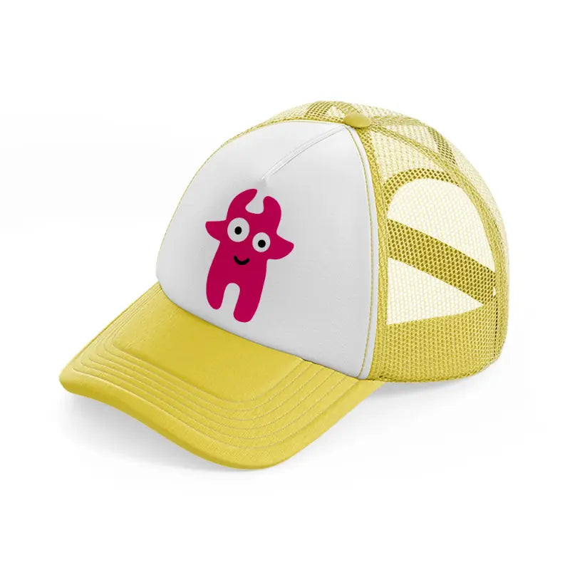 pink monster-yellow-trucker-hat