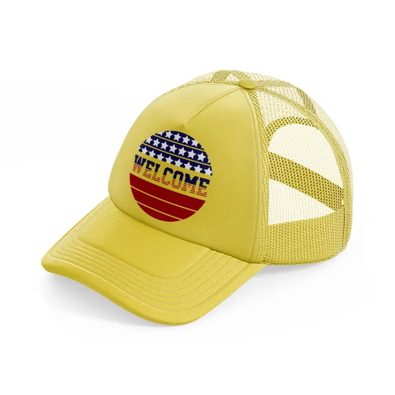 welcome-01-gold-trucker-hat