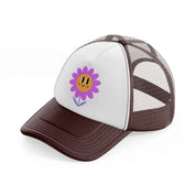 smiley flower-brown-trucker-hat