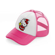 hello kitty santa neon pink trucker hat