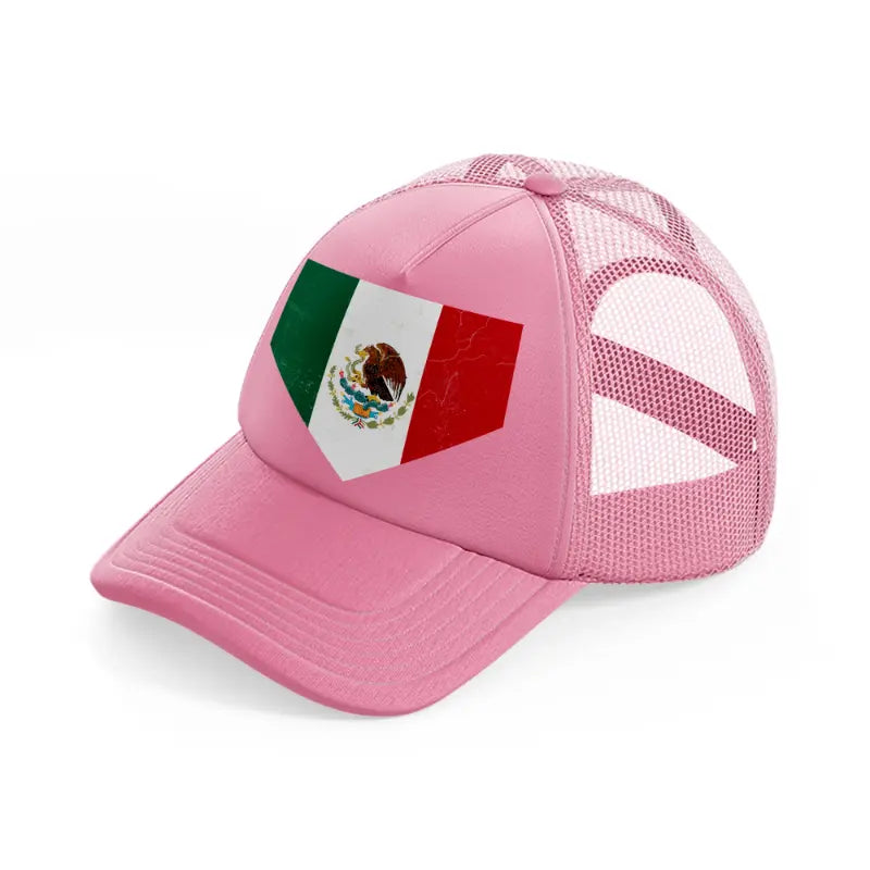mexican flag batch-pink-trucker-hat