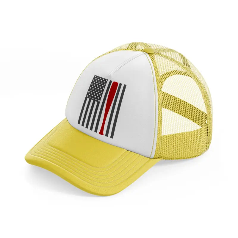 baseball american flag grey-yellow-trucker-hat