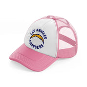 los angeles chargers circle-pink-and-white-trucker-hat
