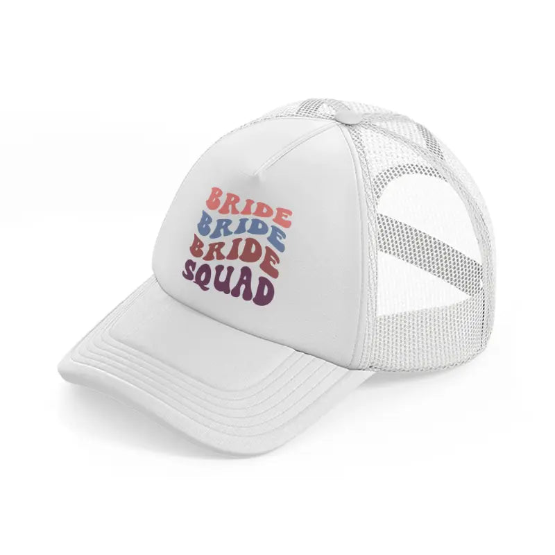 bride squad enhanced color white trucker hat