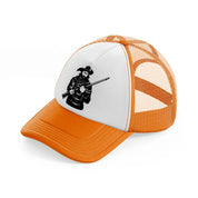 pirate with rifle orange trucker hat