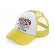 mrs claus gingerbread bakery fresh daily-yellow-trucker-hat