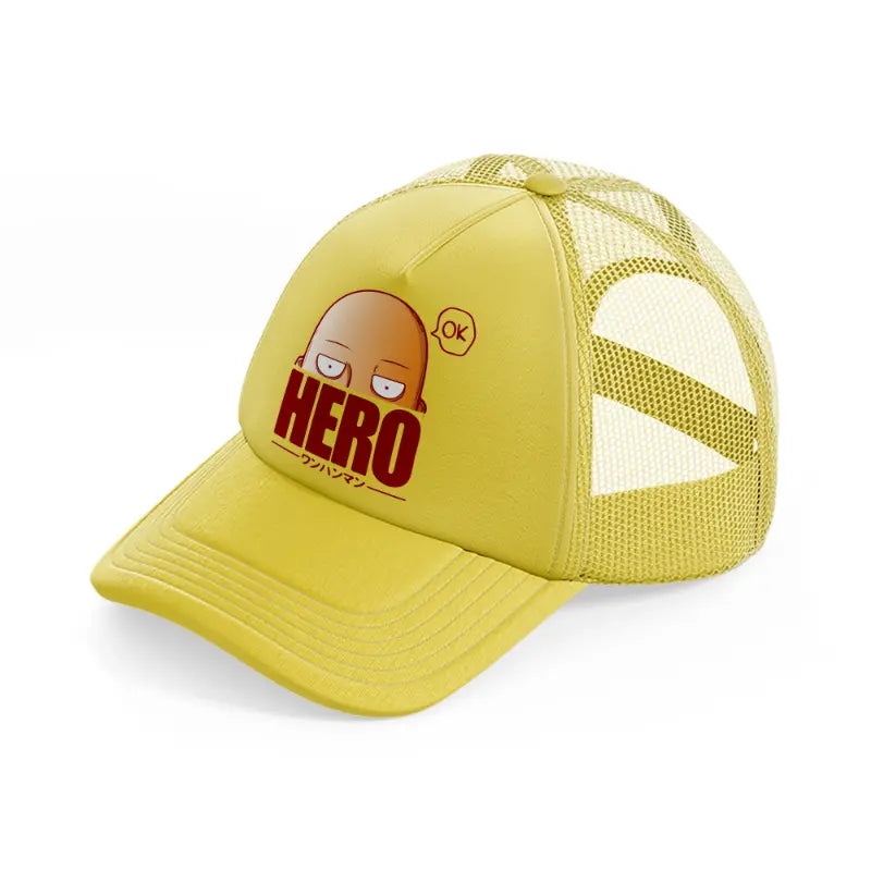 hero one punch man-gold-trucker-hat